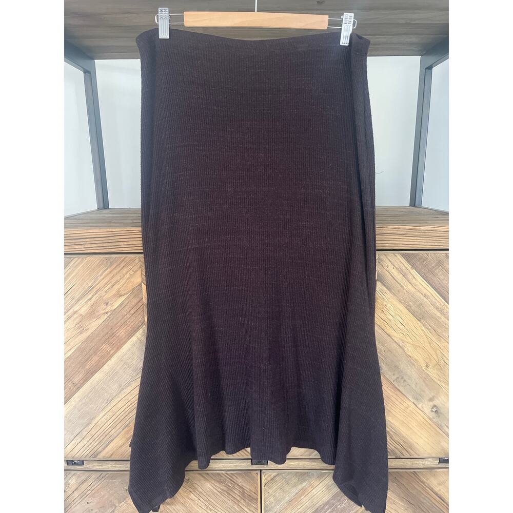 Dolan Anthropologie Ribbed Knit Midi Flare‎ Skirt Brown Large